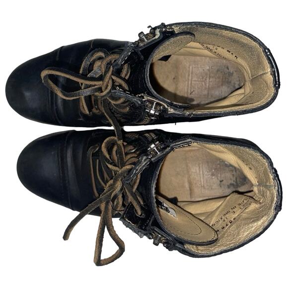 FRYE Tyler Double Zip Leather Combat Moto Laced Ankle Boots   Size: 6.5 B - Picture 5 of 8